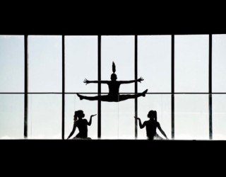 Image of blog owner dancing (B&W) 